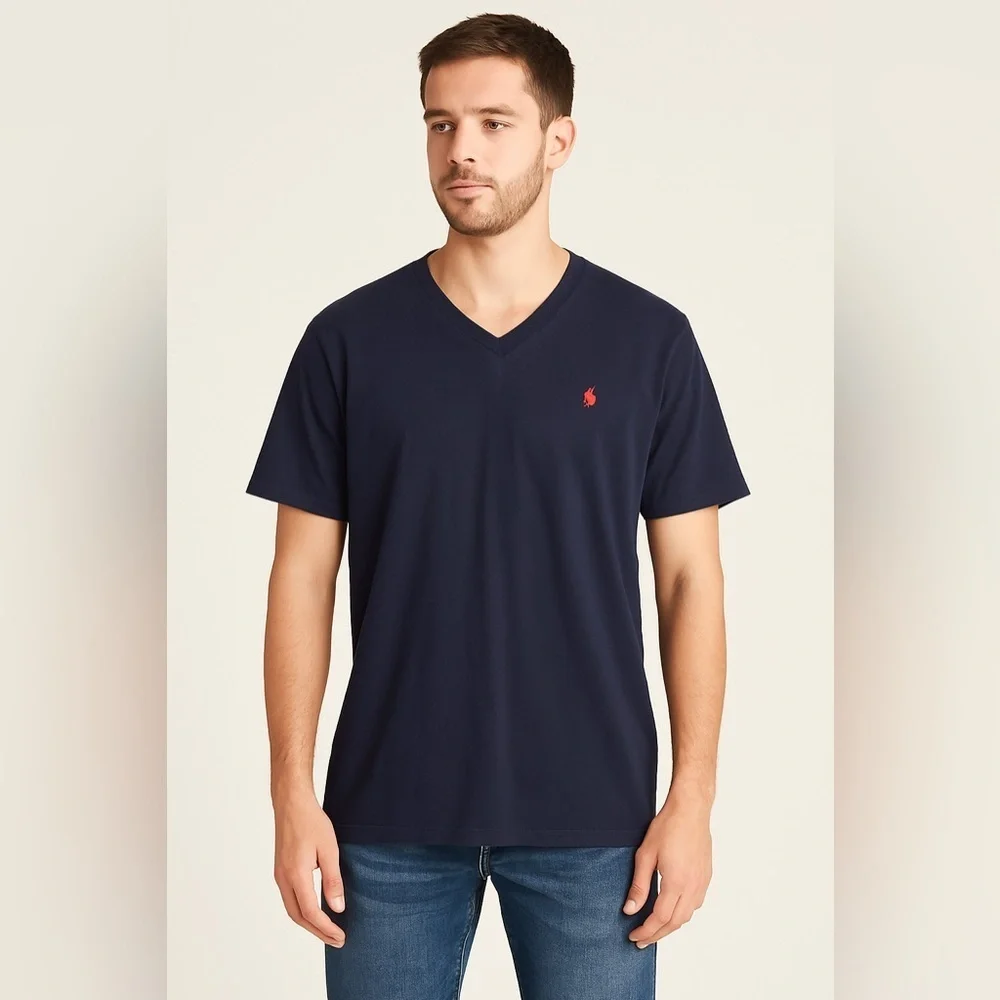 Polo Ralph Lauren Navy V-Neck T-Shirt – Size M
